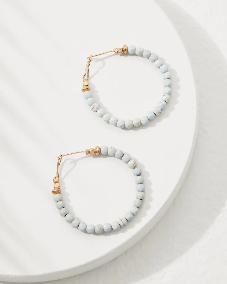 Coral Isles Turquoise Bead Hoop Earrings