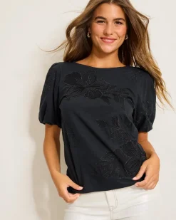Heritage Hibiscus Puff-Sleeve Lux T-Shirt