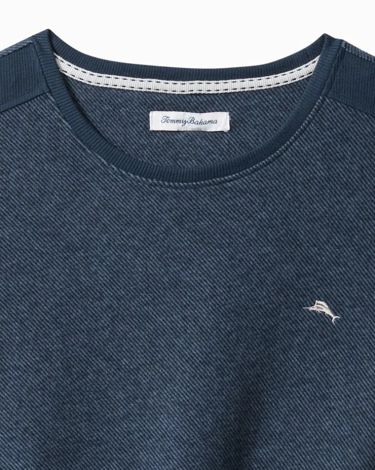 Textured Twill Stripe Crew Long-Sleeve Top